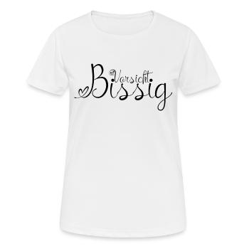 Vorsicht Bissig Schwarz - Frauen T-Shirt atmungsaktiv - Weiß - Vorne - AI Model Female 172 dark (172cm)