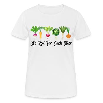 Drôle de végétalien Enracinez-nous les uns pour les autres - T-shirt respirant Femme - blanc - Devant - AI Model Female 172 dark (172cm)