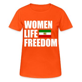Women life freedom - T-shirt respirant Femme - orange néon - Devant - AI Model Female 172 dark (172cm)