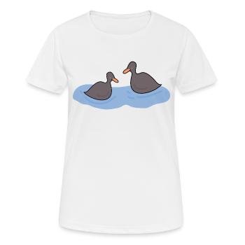 Canards nageant dans l’étang - T-shirt respirant Femme - blanc - Devant - AI Model Female 172 dark (172cm)