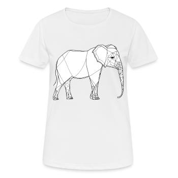 Dessin au trait fin éléphant sur blanc - T-shirt respirant Femme - blanc - Devant - AI Model Female 172 dark (172cm)