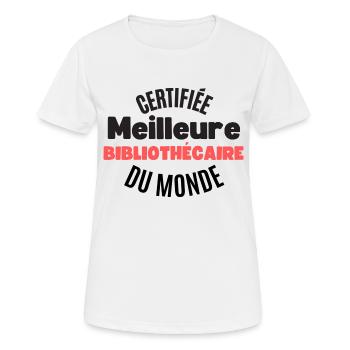 certifiée meilleure bibliothécaire du monde - T-shirt respirant Femme - blanc - Devant - AI Model Female 172 dark (172cm)