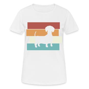 Dackel Hund Retro - Frauen T-Shirt atmungsaktiv - Weiß - Vorne - AI Model Female 172 dark (172cm)