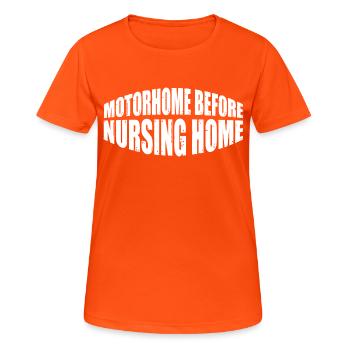 Camping-car avant maison de retraite 4 - T-shirt respirant Femme - orange néon - Devant - AI Model Female 172 dark (172cm)