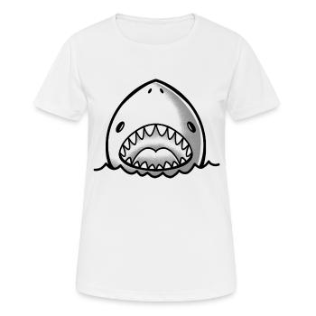 niedliches Haifischgesicht mit offenem Mund - Frauen T-Shirt atmungsaktiv - Weiß - Vorne - AI Model Female 172 dark (172cm)