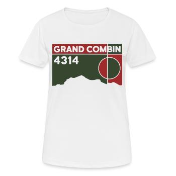 Grand Combin Randonnée Dénivelée Valais - T-shirt respirant Femme - blanc - Devant - AI Model Female 172 dark (172cm)