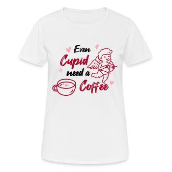 Even Cupid Needs A Coffee Valentine - Frauen T-Shirt atmungsaktiv - Weiß - Vorne - AI Model Female 172 dark (172cm)