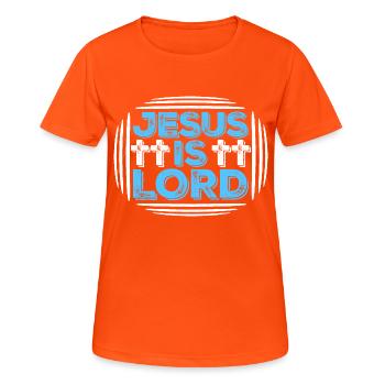 Jésus est Seigneur Croyez Croix Christ Foi Chrétien - T-shirt respirant Femme - orange néon - Devant - AI Model Female 172 dark (172cm)
