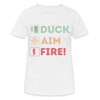 Canard, viser, tirer ! Joueur tactique de paintball - T-shirt respirant Femme - blanc - Devant - AI Model Female 172 dark (172cm)