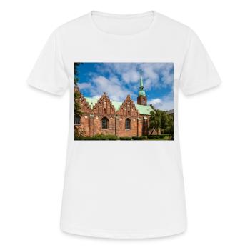 Abteikirche Klosterkirken Aarhus Stadt in Dänemark - Frauen T-Shirt atmungsaktiv - Weiß - Vorne - AI Model Female 172 dark (172cm)