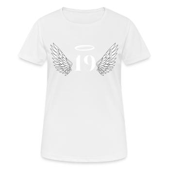 Numéro 19 ange - 19e anniversaire ailes - T-shirt respirant Femme - blanc - Devant - AI Model Female 172 dark (172cm)