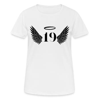 Nummer 19 Engel - Flügel zum 19. Geburtstag - Frauen T-Shirt atmungsaktiv - Weiß - Vorne - AI Model Female 172 dark (172cm)