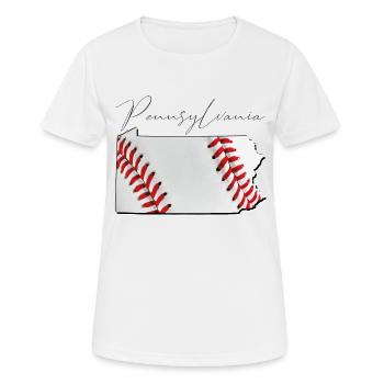 Baseball dans l’État de Pennsylvanie Carte PA - T-shirt respirant Femme - blanc - Devant - AI Model Female 172 dark (172cm)