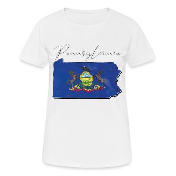 Pennsylvania Flagge in Pennsylvania Landkarte PA - Frauen T-Shirt atmungsaktiv - Weiß - Vorne - AI Model Female 172 dark (172cm)
