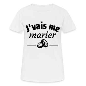 j vais me marier,cadeau,EVJF,EVG,mariage - T-shirt respirant Femme - blanc - Devant - AI Model Female 172 dark (172cm)