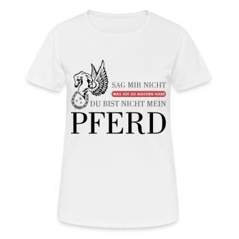 Das "Nicht Mein Pferd" Statement - Frauen T-Shirt atmungsaktiv - Weiß - Vorne - AI Model Female 172 dark (172cm)