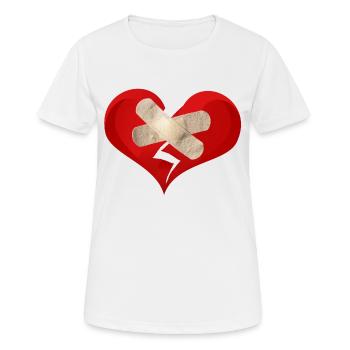 broken heart Gebrochenes Herz mit Pflaster - Frauen T-Shirt atmungsaktiv - Weiß - Vorne - AI Model Female 172 dark (172cm)