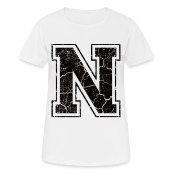 Un caractère N in Grunge-Look - T-shirt respirant Femme - blanc - Devant - AI Model Female 172 dark (172cm)