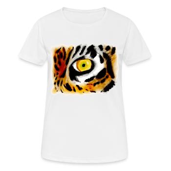 Oeil de tigre d'un tigre adulte - T-shirt respirant Femme - blanc - Devant - AI Model Female 172 dark (172cm)