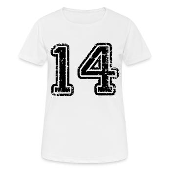 14 - Nummer - Frauen T-Shirt atmungsaktiv - Weiß - Vorne - AI Model Female 172 dark (172cm)