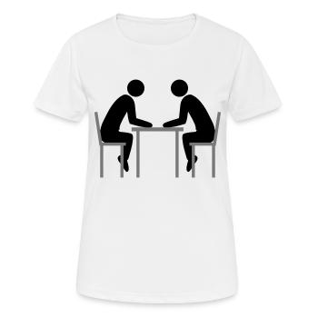 2 freunde team paar buero besprechung reden sitzen - Frauen T-Shirt atmungsaktiv - Weiß - Vorne - AI Model Female 172 dark (172cm)