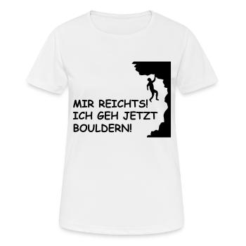 bouldern - Frauen T-Shirt atmungsaktiv - Weiß - Vorne - AI Model Female 172 dark (172cm)