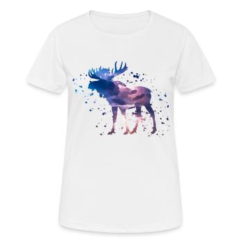 Aquarelle d'orignal - T-shirt respirant Femme - blanc - Devant - AI Model Female 172 dark (172cm)