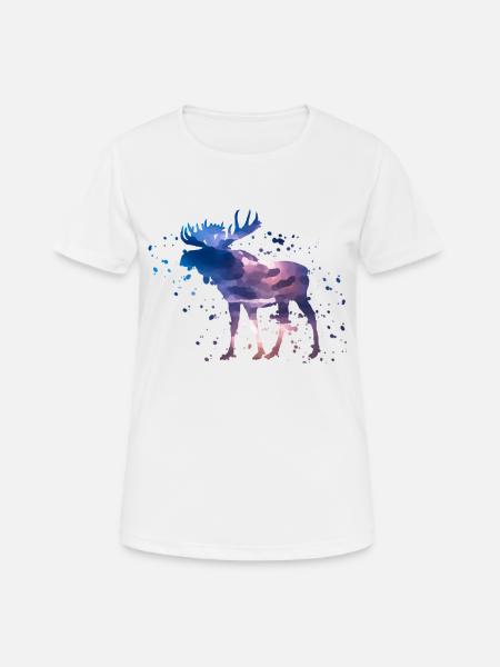 Wasserfarben Elch - Frauen T-Shirt atmungsaktiv - Weiß