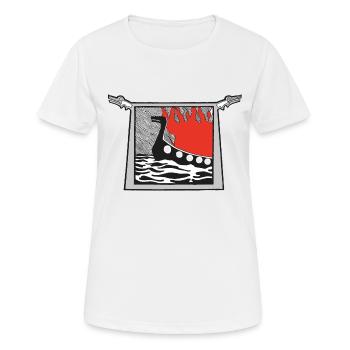 Navire viking brûlant - T-shirt respirant Femme - blanc - Devant - AI Model Female 172 dark (172cm)