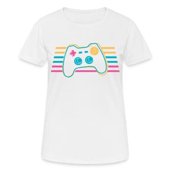 Gamepad Joystick Controller Colorful Gamer - Women's Breathable T-Shirt - white - Front - AI Model Female 172 dark (172cm)