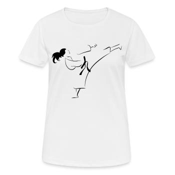 Karateka Mawashi Geri - Frauen T-Shirt atmungsaktiv - Weiß - Vorne - AI Model Female 172 dark (172cm)
