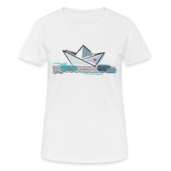 Bateau en papier avec coeur vacances à la mer - T-shirt respirant Femme - blanc - Devant - AI Model Female 172 dark (172cm)