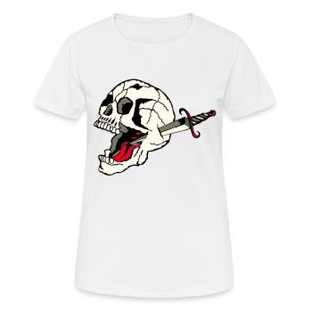 skull pierces old school death bud dagger - Women's Breathable T-Shirt - white - Front - AI Model Female 172 dark (172cm)
