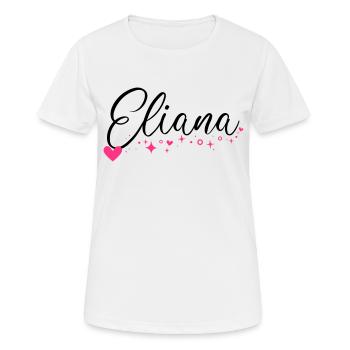 Eliana Nom Prénom Filles Coeurs - T-shirt respirant Femme - blanc - Devant - AI Model Female 172 dark (172cm)