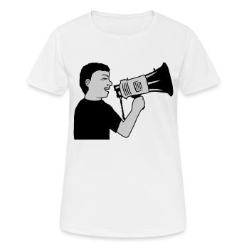 Demonstration Megafon Propaganda Mann - Frauen T-Shirt atmungsaktiv - Weiß - Vorne - AI Model Female 172 dark (172cm)
