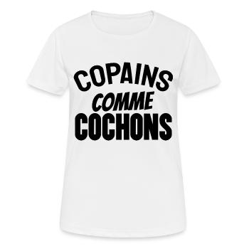 copains comme cochons - T-shirt respirant Femme - blanc - Devant - AI Model Female 172 dark (172cm)