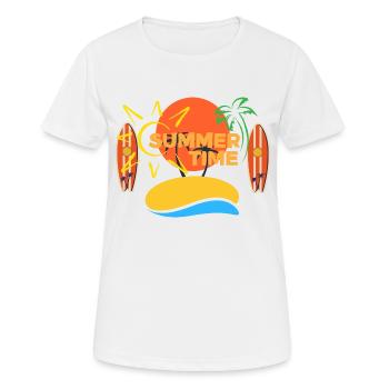 SOMMERZEIT - Frauen T-Shirt atmungsaktiv - Weiß - Vorne - AI Model Female 172 dark (172cm)