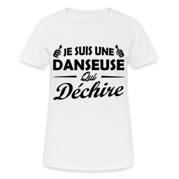 Je suis un danseuse qui déchire / super danseuse - T-shirt respirant Femme - blanc - Devant - AI Model Female 172 dark (172cm)