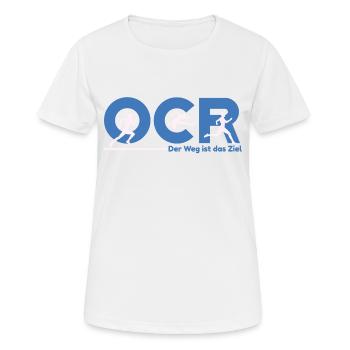 ocr obstacle race Hindernislauf mud run - Frauen T-Shirt atmungsaktiv - Weiß - Vorne - AI Model Female 172 dark (172cm)