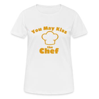 VOUS POUVEZ EMBRASSER LE CHEF - T-shirt respirant Femme - blanc - Devant - AI Model Female 172 dark (172cm)