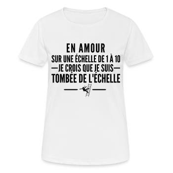 en amour sur une échelle de 1 à 10 - T-shirt respirant Femme - blanc - Devant - AI Model Female 172 dark (172cm)