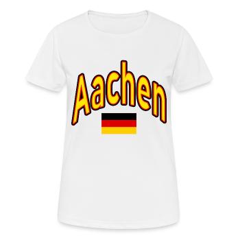 Drapeau de l’Allemagne d’Aix-la-Chapelle - T-shirt respirant Femme - blanc - Devant - AI Model Female 172 dark (172cm)