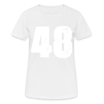 48 Zahl Trikot - Frauen T-Shirt atmungsaktiv - Weiß - Vorne - AI Model Female 172 dark (172cm)