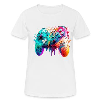 Neon Gaming Controller / Kontroller - Frauen T-Shirt atmungsaktiv - Weiß - Vorne - AI Model Female 172 dark (172cm)