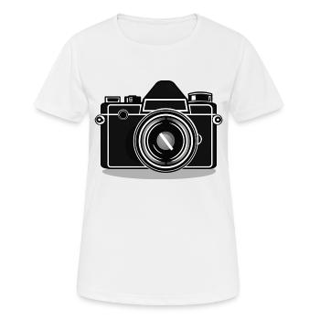 Appareil photo, Appareil photo vintage, , Ancien appareil photo, Ancien - T-shirt respirant Femme - blanc - Devant - AI Model Female 172 dark (172cm)
