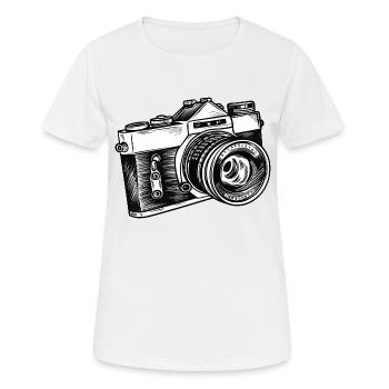 Appareil photo, Appareil photo vintage, Ancien appareil photo, Ancien - T-shirt respirant Femme - blanc - Devant - AI Model Female 172 dark (172cm)