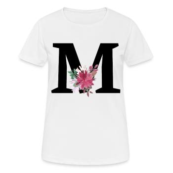 Lettre m floral - T-shirt respirant Femme - blanc - Devant - AI Model Female 172 dark (172cm)