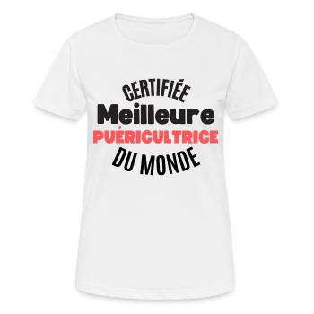 certifiée meilleure puéricultrice du monde - T-shirt respirant Femme - blanc - Devant - AI Model Female 172 dark (172cm)