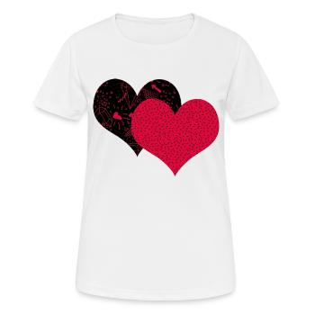 Zwei Herzen - Frauen T-Shirt atmungsaktiv - Weiß - Vorne - AI Model Female 172 dark (172cm)