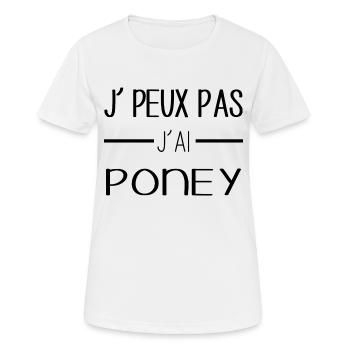 Poney - T-shirt respirant Femme - blanc - Devant - AI Model Female 172 dark (172cm)